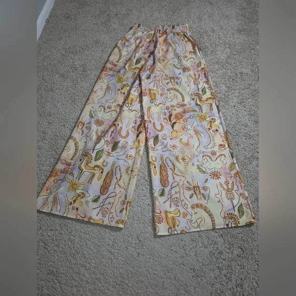 Beulah Style Horse Print   Pleated Wide Leg Pants Sz L - Picture 2 of 8